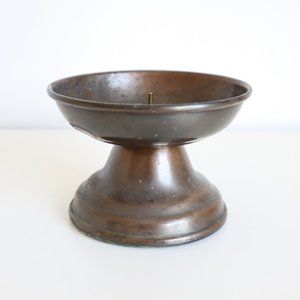 Vintage Brass Tone Pillar Candle Holder